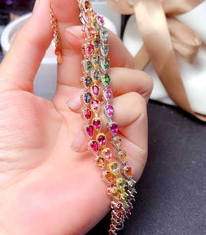Women's Natural Candy Color Tourmaline Bracelet
