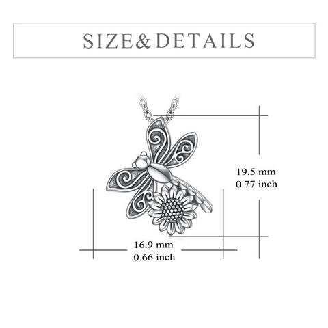Dragonfly Cremation Necklace Jewelry for Ashes Sterling Silver for Women