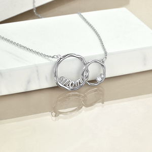 Mom  Necklace 925 Sterling Silver Interlocking Double Circles Necklace for Mom
