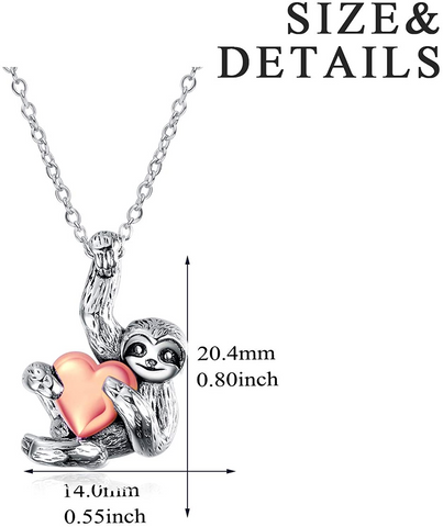 Sterling Silver Sloth Gifts Sloth Heart Necklace for Women Jewelry Gifts