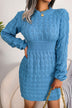 Cable-Knit Long Sleeve Mini Sweater Dress - Minihomy