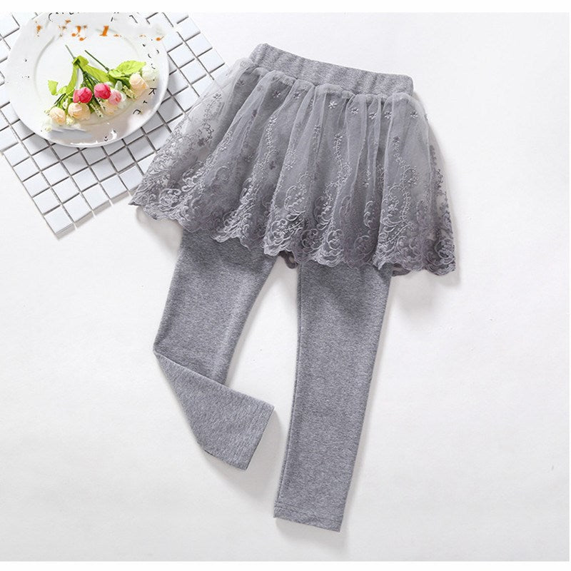 Children's Girls Leggings Cotton Lace Skirt Pants