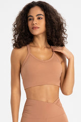 Crisscross Back V-Neck Sports Bra - Minihomy