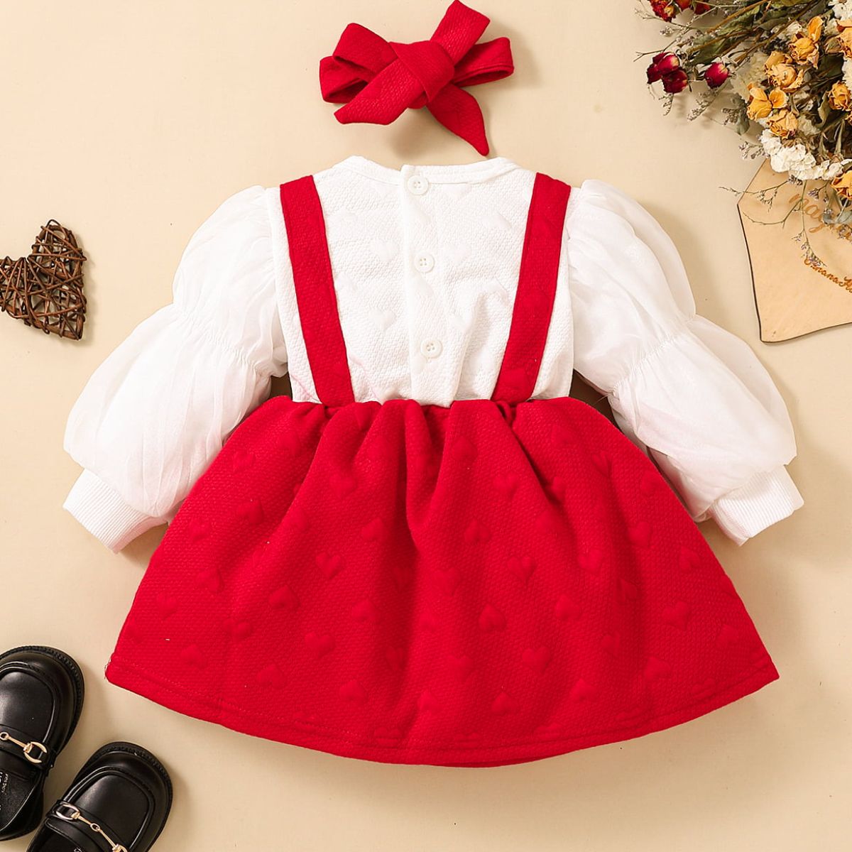 Baby Girl Two-Tone Bow Detail Dress - Minihomy