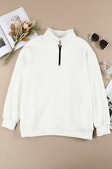 Quarter Zip Dropped Shoulder Sweatshirt