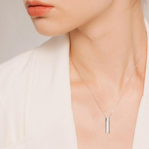 S925 Sterling Silver 3D Vertical Bar Urn Necklace for Ashes Simple Bar Urn Pendant Memorial -Ashes Keepsake Cremation Necklace Jewelry