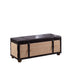 17" Black And Natural Light Brown Faux Leather Bench With Flip Top - Minihomy