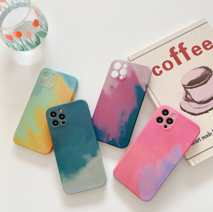 Phone Case Oil Painting Gradient Geometry Soft Silicone Cases For iPhone