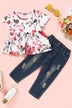 Girls' Floral Top and Jeans Set - Minihomy