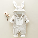 Cotton padded cotton baby romper thickened hooded clothes