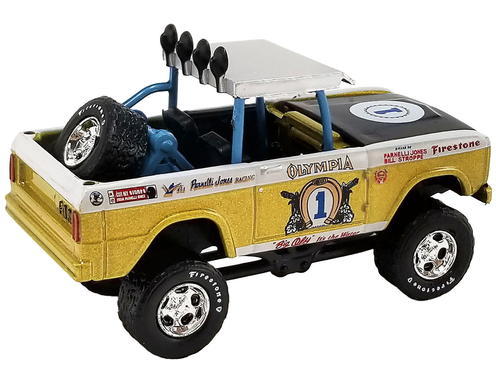 1970 Ford Baja Bronco #1 Parnelli Jones - Bill Stroppe "Big Oly Tribute Edition" 1/64 Diecast Model Car by Greenlight for ACME - Minihomy