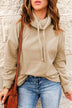 Drawstring Funnel Neck Dropped Shoulder Sweatshirt - Minihomy