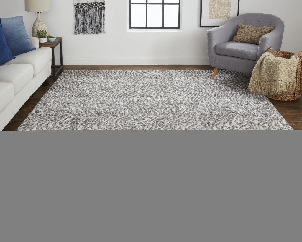 2' X 3' Gray Taupe And Ivory Abstract Power Loom Stain Resistant Area Rug - Minihomy