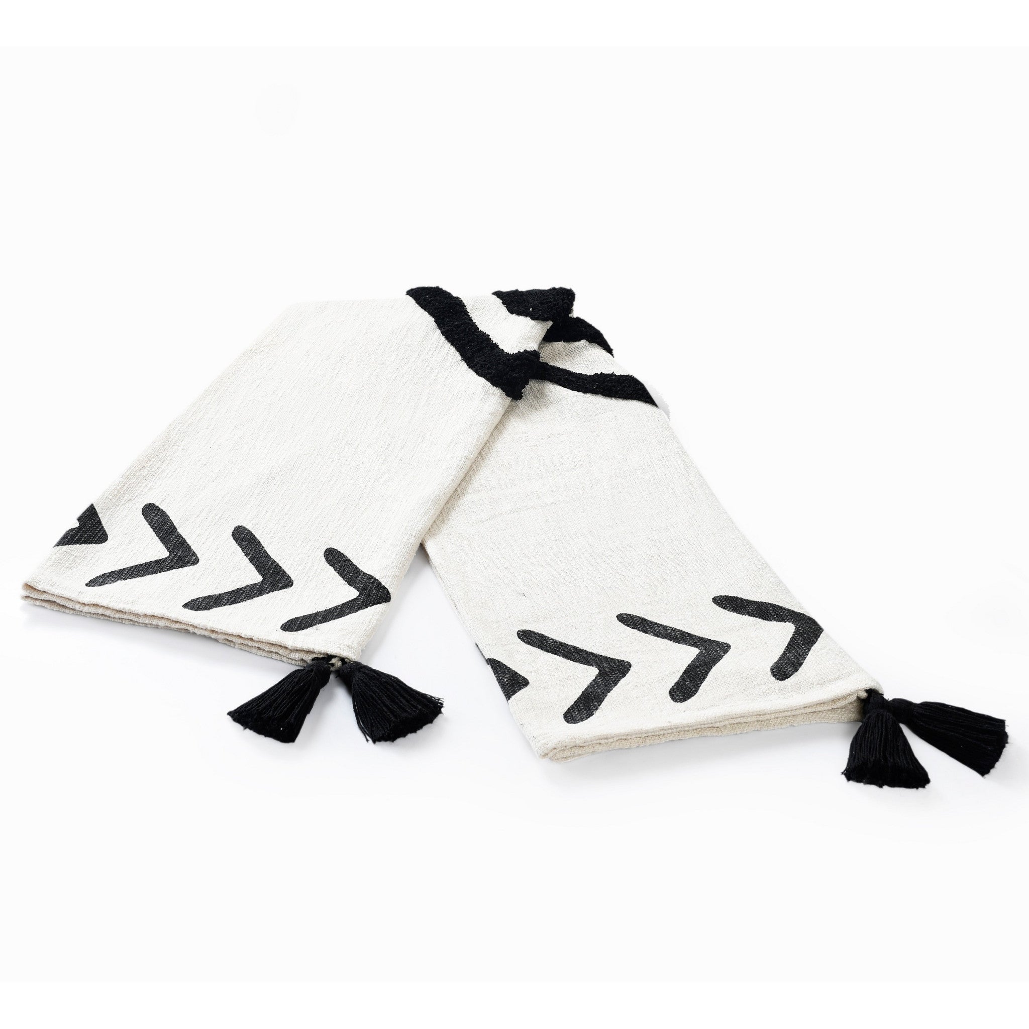 Black and White Woven Cotton Geometric Throw Blanket - Minihomy