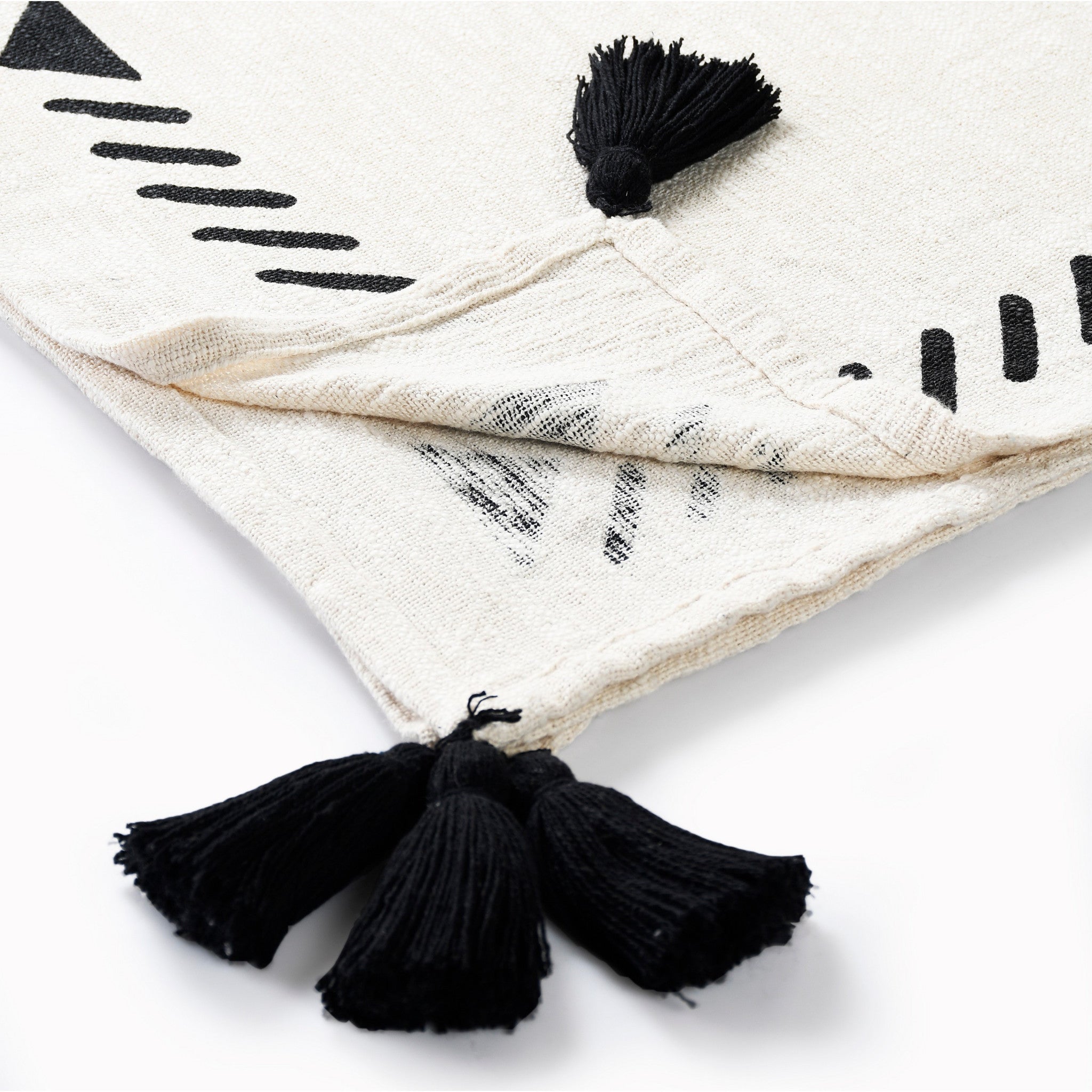 Black and White Woven Cotton Geometric Throw Blanket - Minihomy