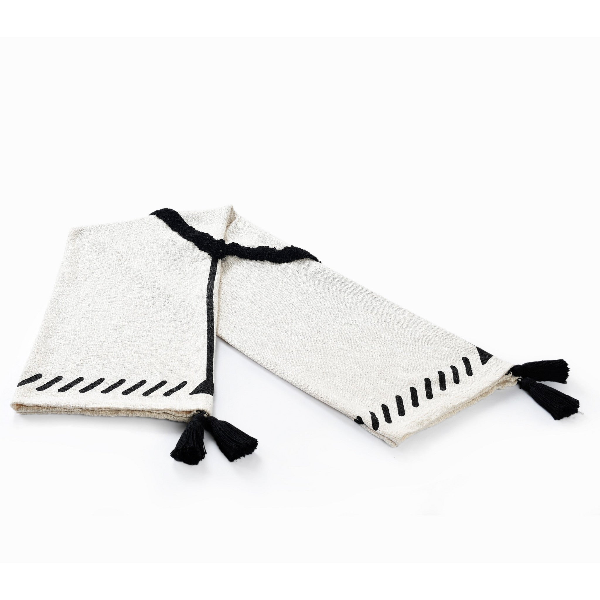 Black and White Woven Cotton Geometric Throw Blanket - Minihomy