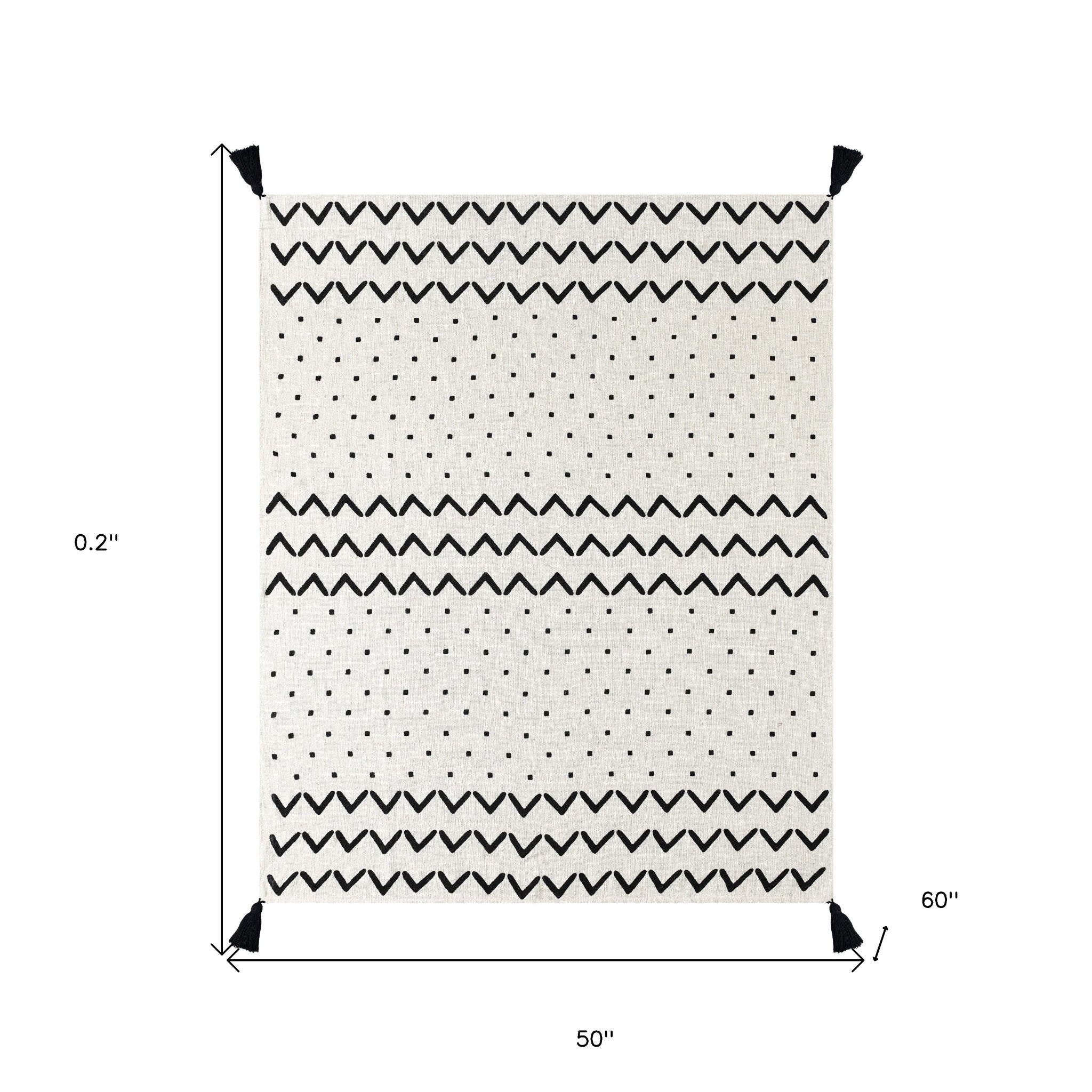 Black and White Woven Cotton Chevron Throw Blanket - Minihomy