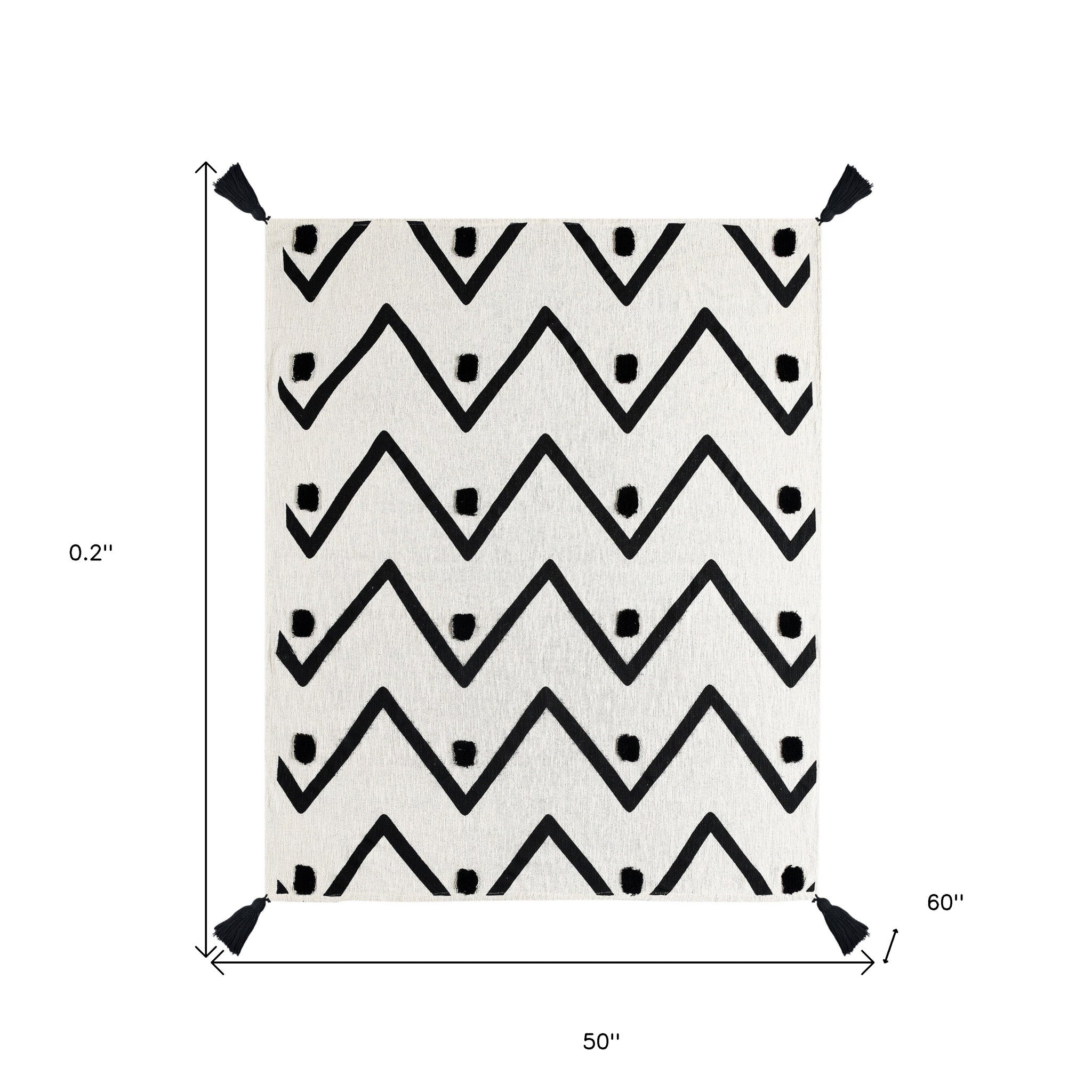 Black and White Woven Cotton Chevron Throw Blanket - Minihomy