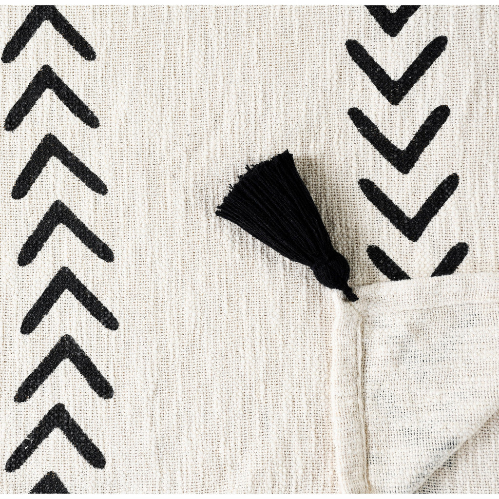 Black and White Woven Cotton Striped Throw Blanket - Minihomy