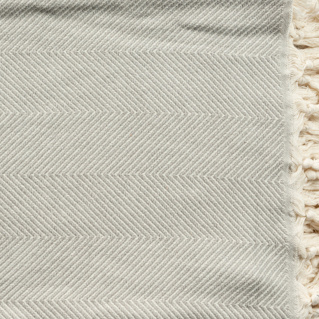 Gray Woven Cotton Herringbone Throw Blanket - Minihomy