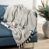 Gray Woven Cotton Herringbone Throw Blanket - Minihomy