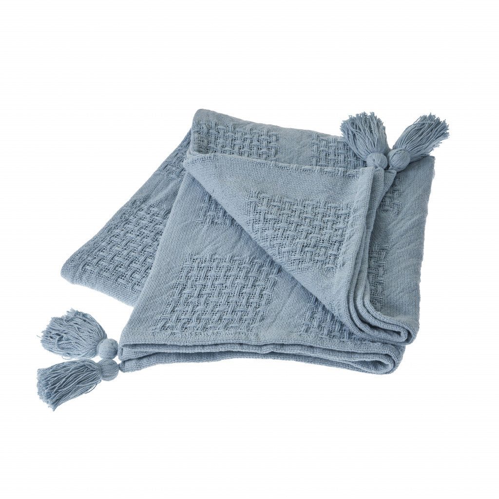 Gray Woven Cotton Solid Color Throw Blanket - Minihomy