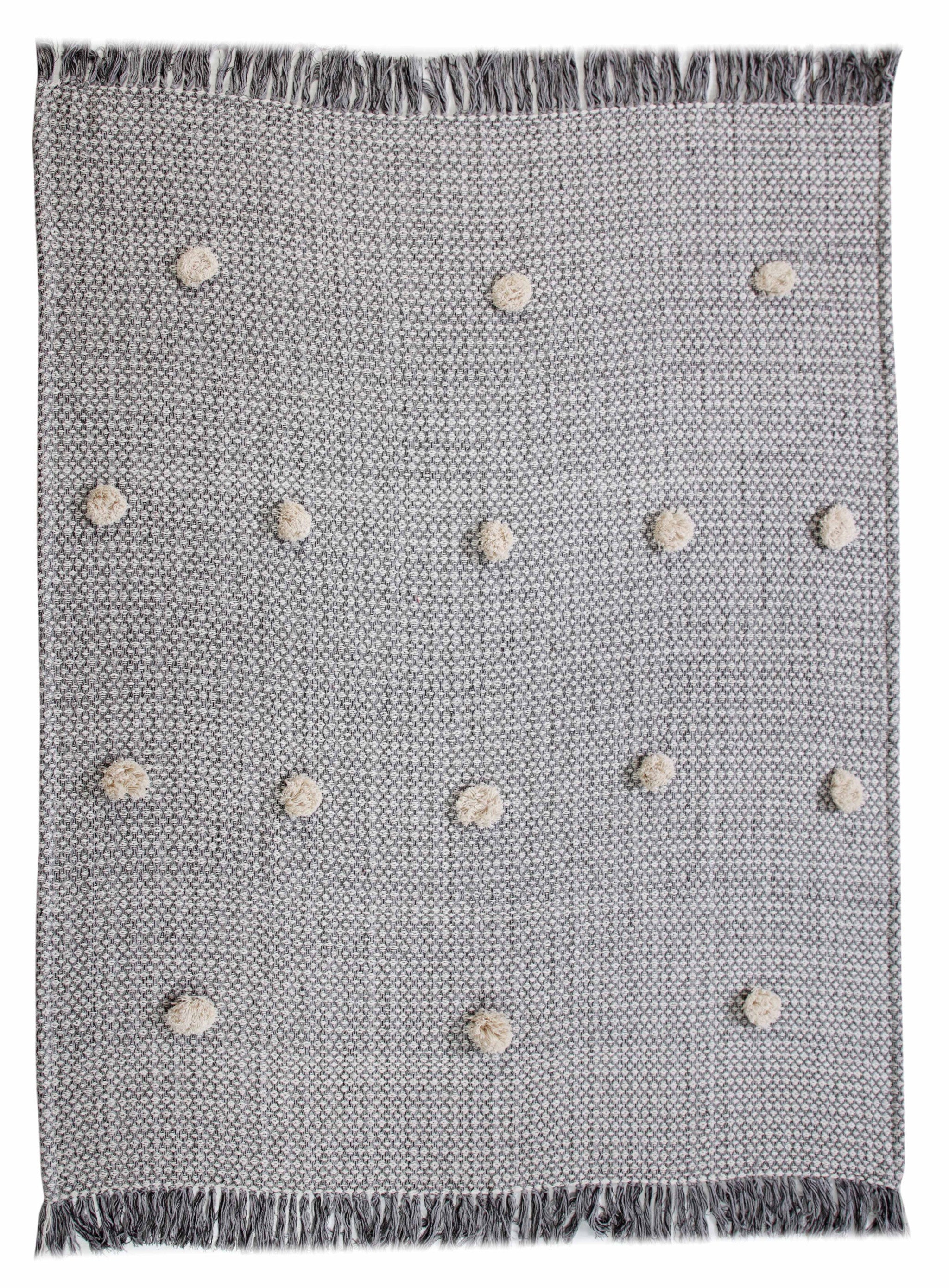 Gray Woven Cotton Houndstooth Throw Blanket - Minihomy