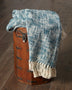 Blue and White Woven Cotton Solid Color Throw Blanket - Minihomy