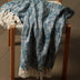 Blue and White Woven Cotton Solid Color Throw Blanket - Minihomy