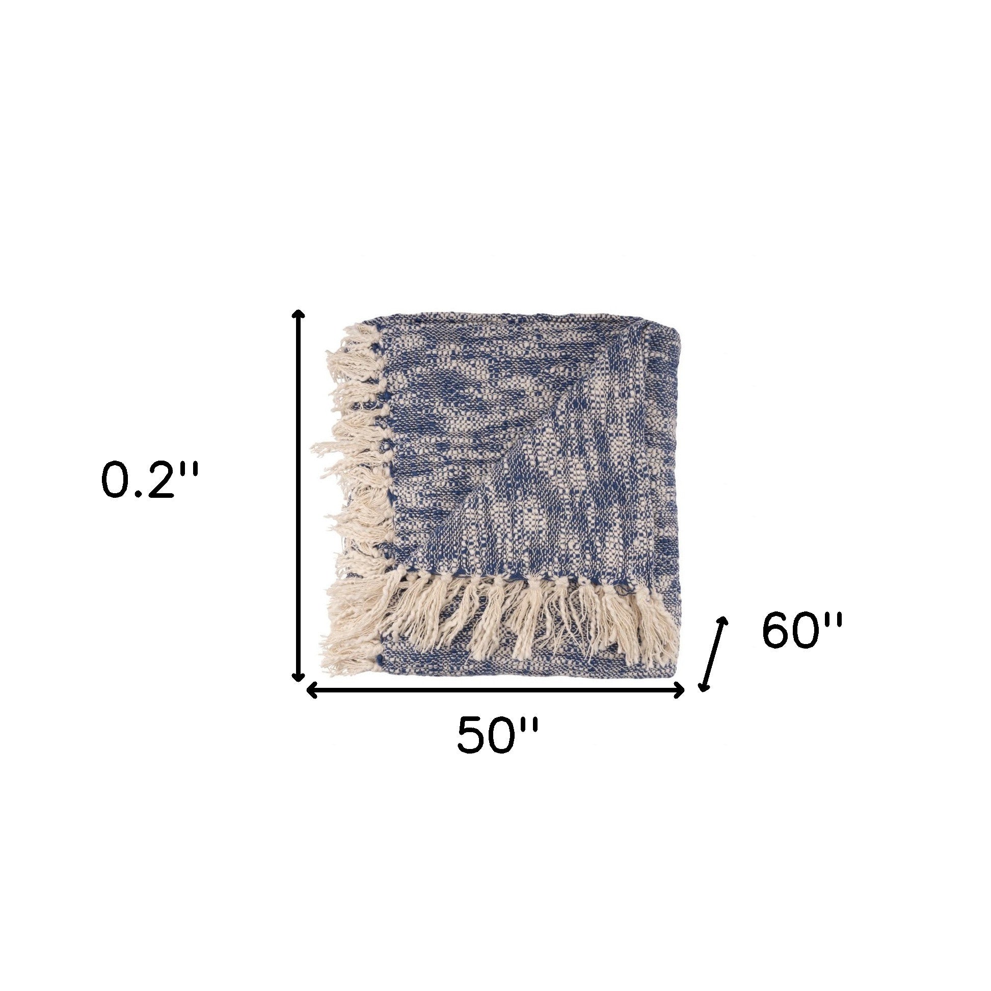 Blue and White Woven Cotton Solid Color Throw Blanket - Minihomy