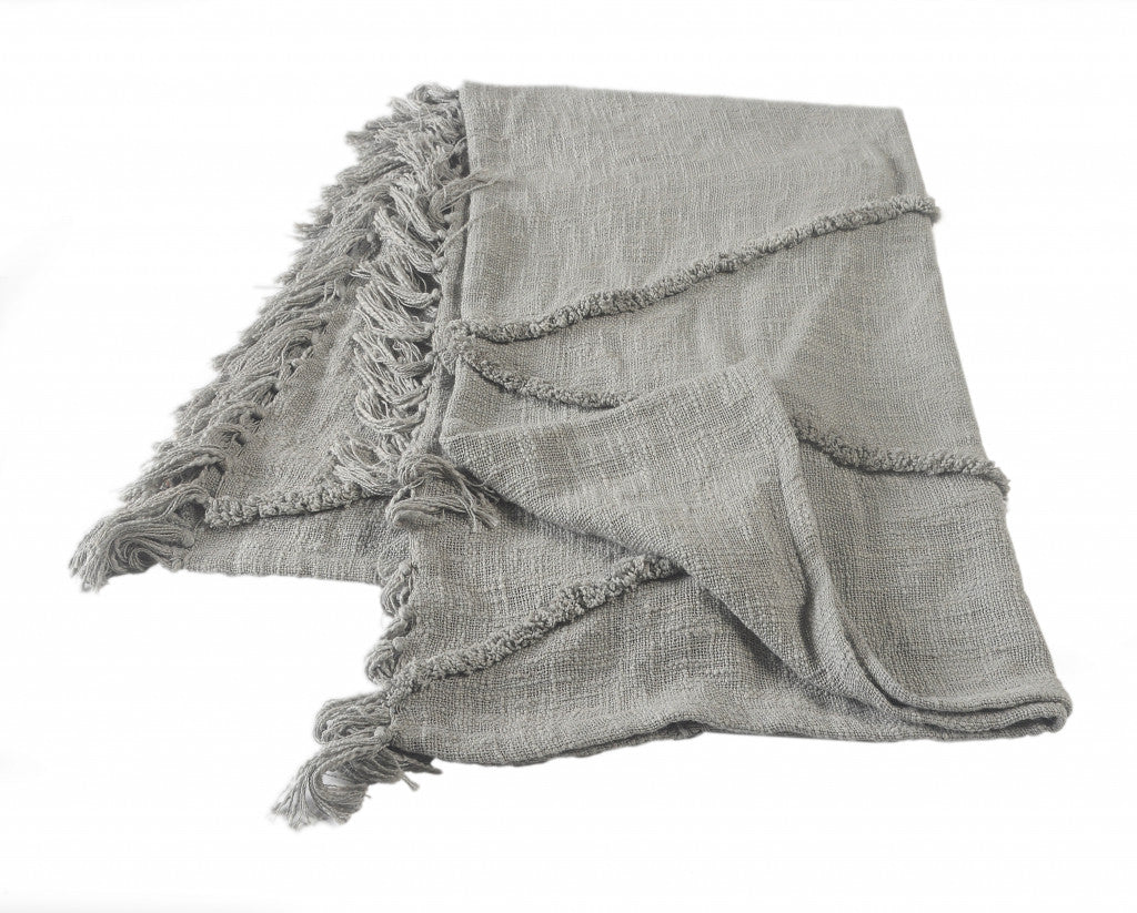 Cream Woven Cotton Solid Color Throw Blanket - Minihomy