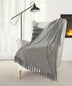 Cream Woven Cotton Solid Color Throw Blanket - Minihomy