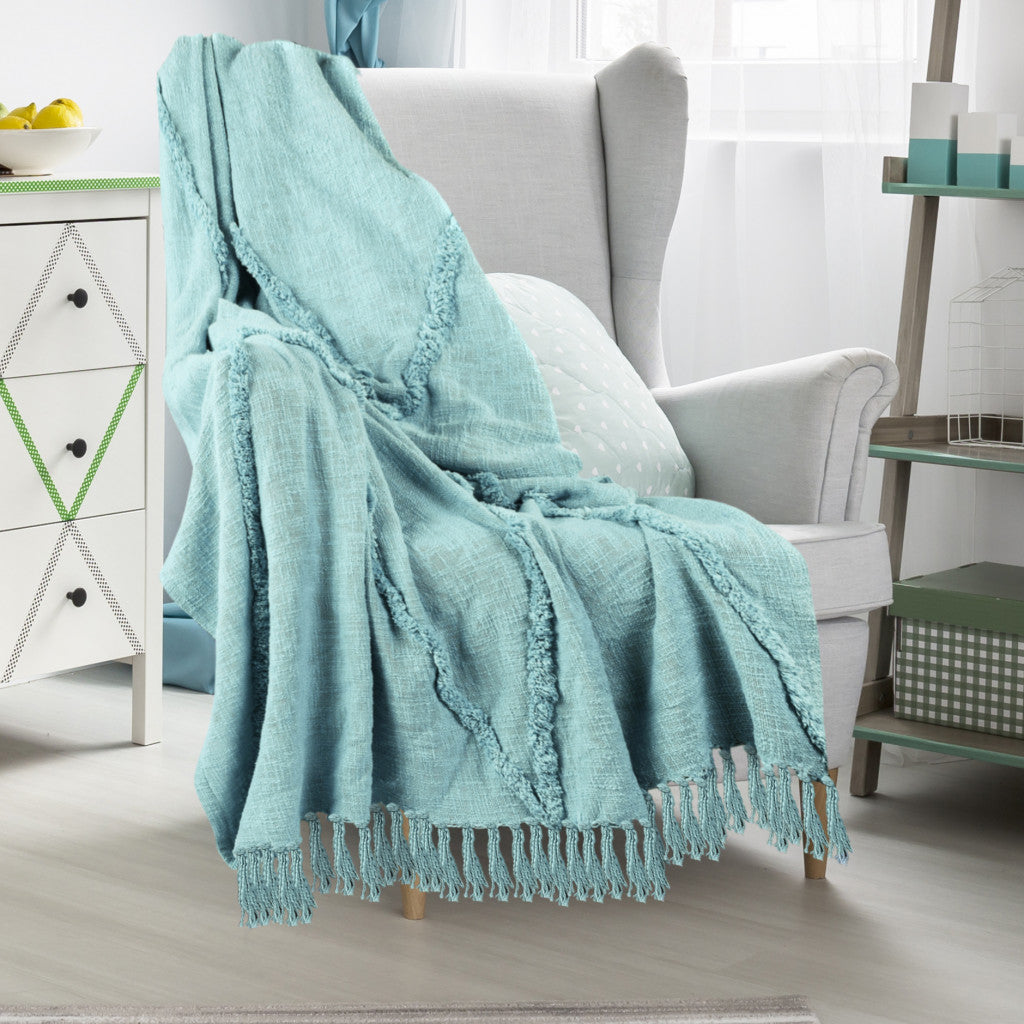 Cream Woven Cotton Solid Color Throw Blanket - Minihomy