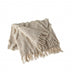 Beige Woven Cotton Geometric Throw Blanket - Minihomy