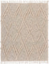 Beige Woven Cotton Geometric Throw Blanket - Minihomy