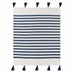 Blue and White Woven Cotton Striped Throw Blanket - Minihomy