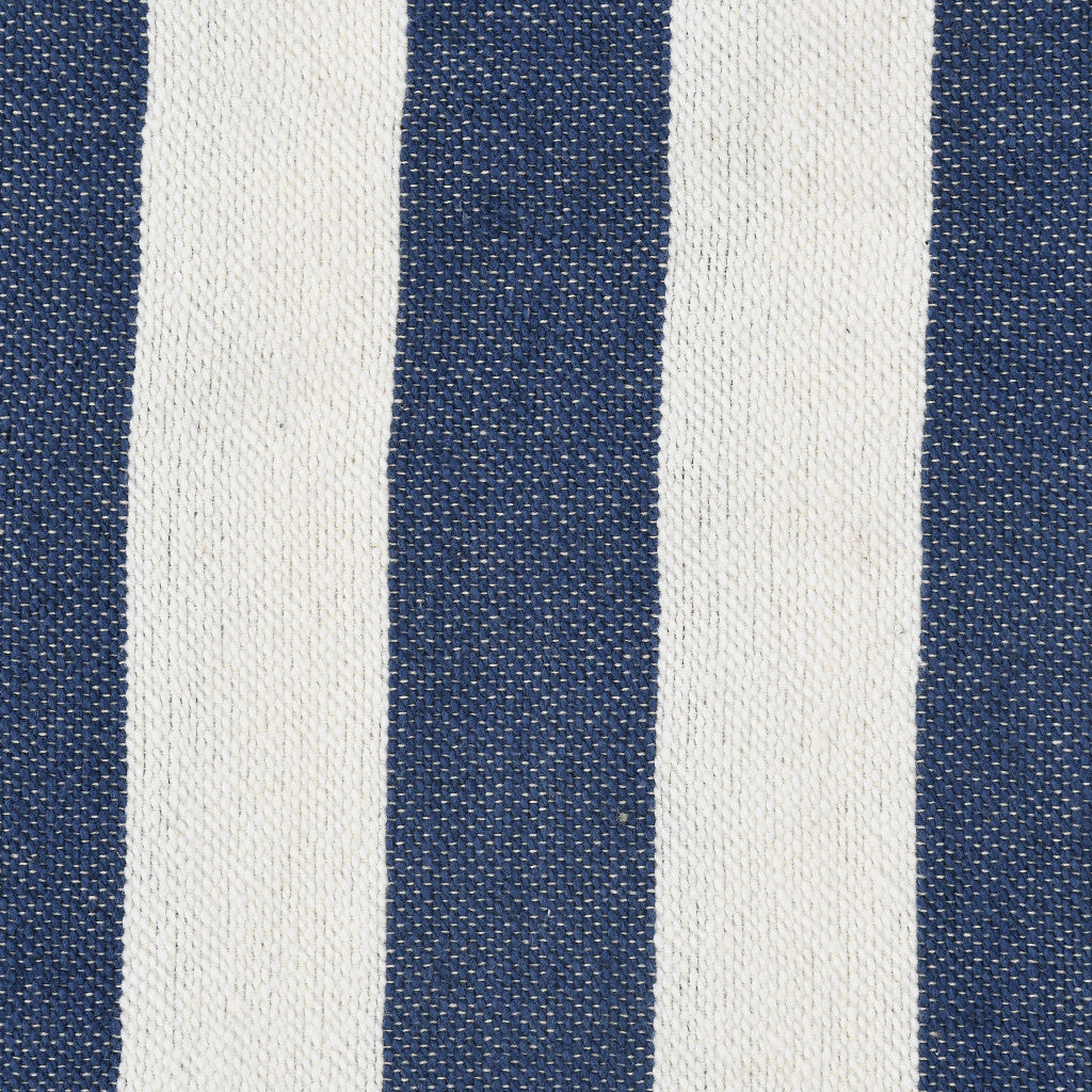 Blue and White Woven Cotton Striped Throw Blanket - Minihomy