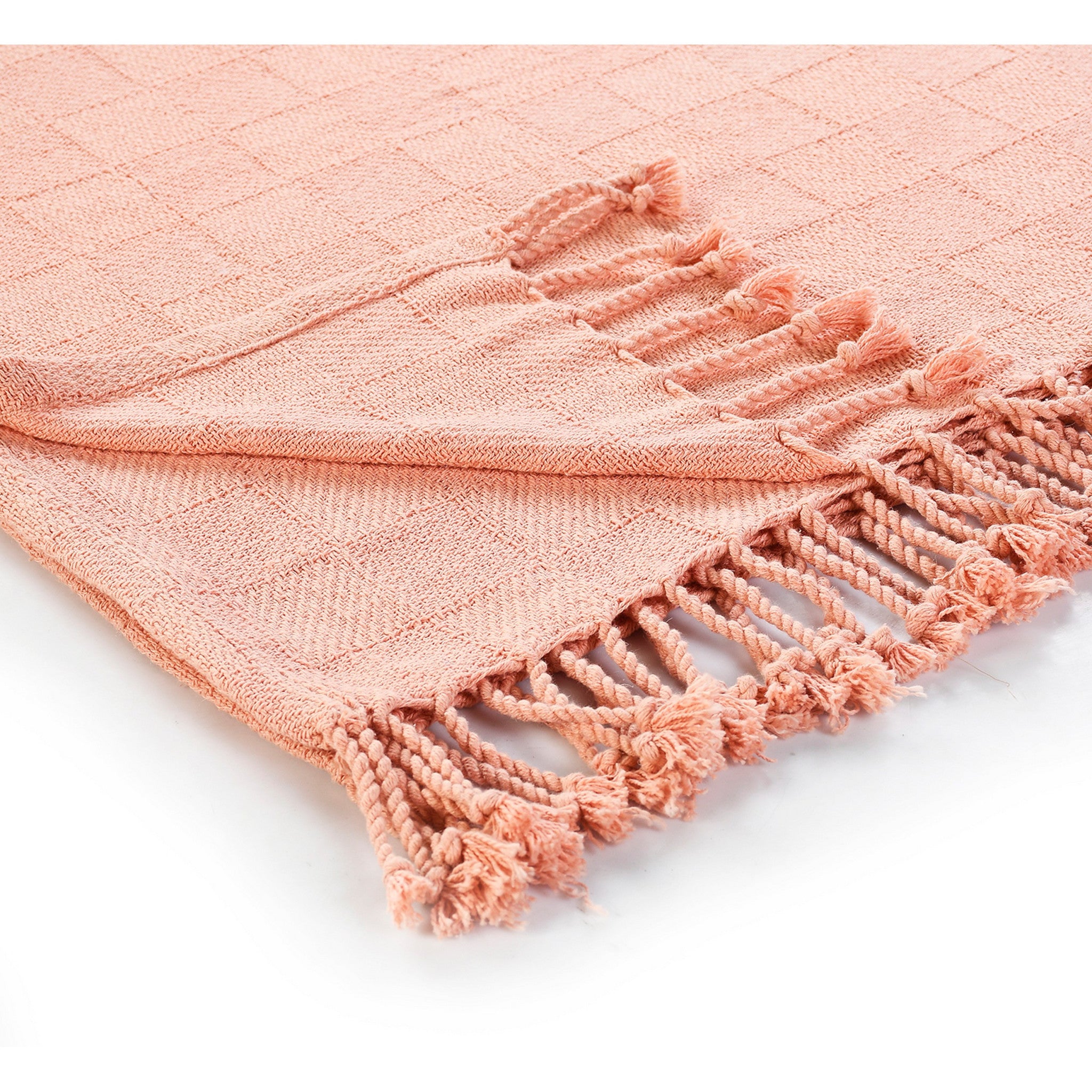 Pink Woven Cotton Solid Color Throw Blanket - Minihomy