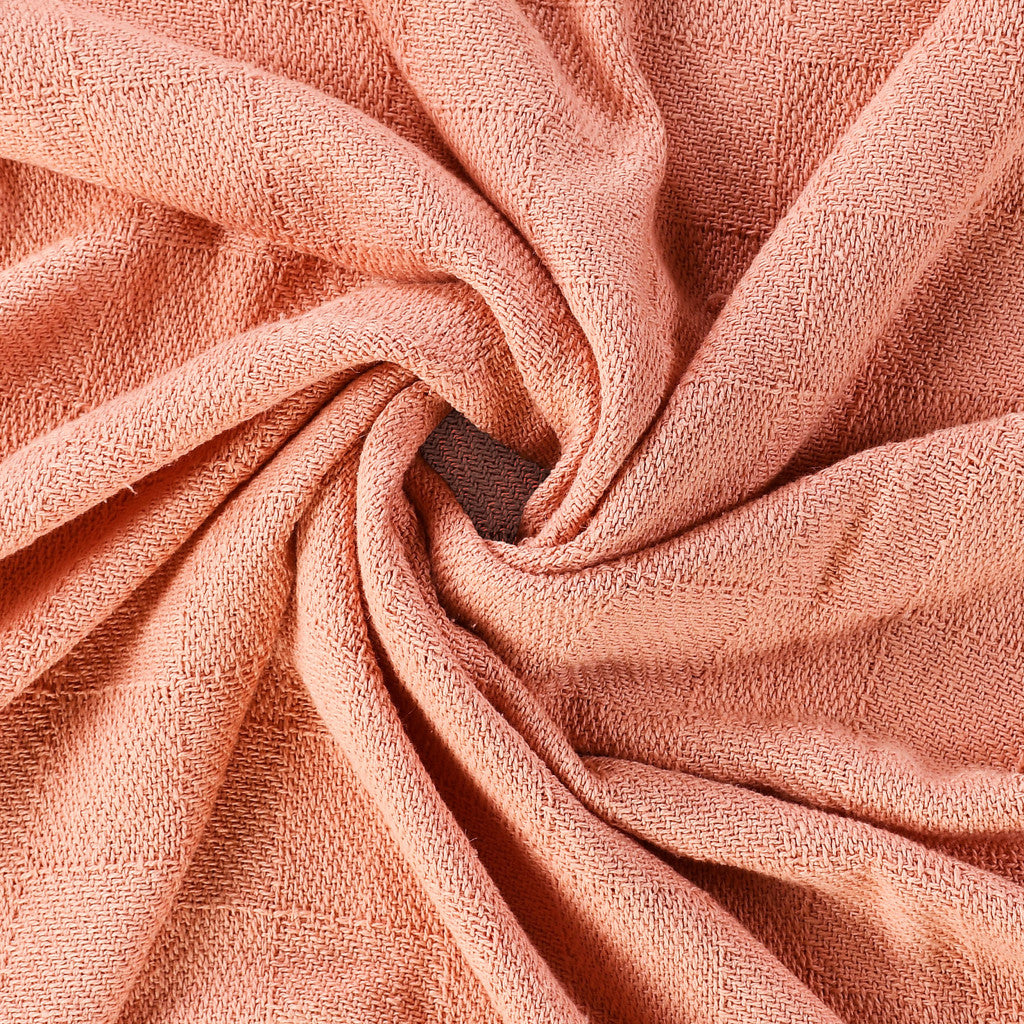 Pink Woven Cotton Solid Color Throw Blanket - Minihomy