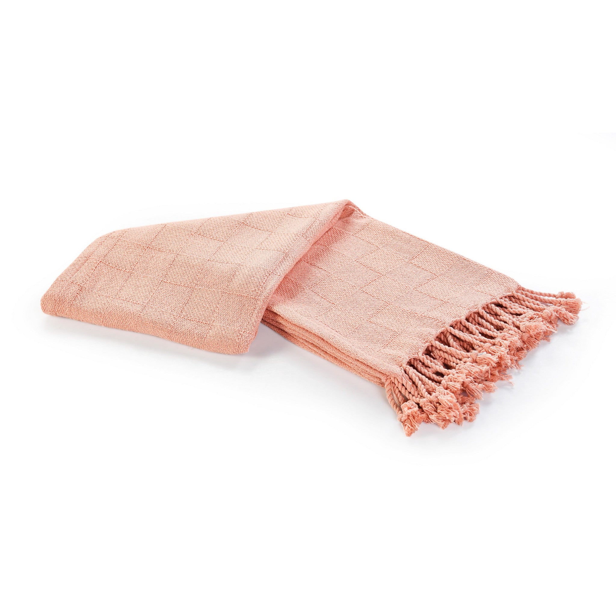 Pink Woven Cotton Solid Color Throw Blanket - Minihomy