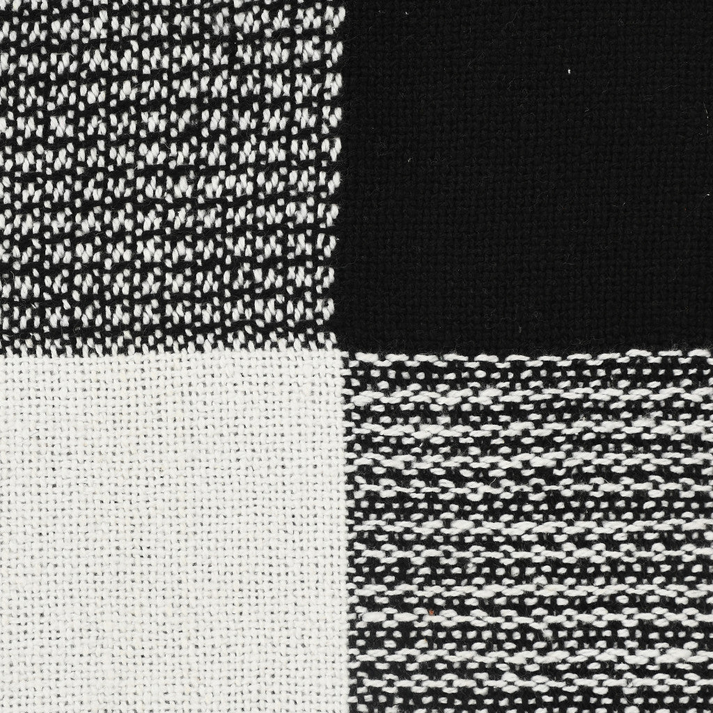 Black and White Woven Cotton Checkered Throw Blanket - Minihomy