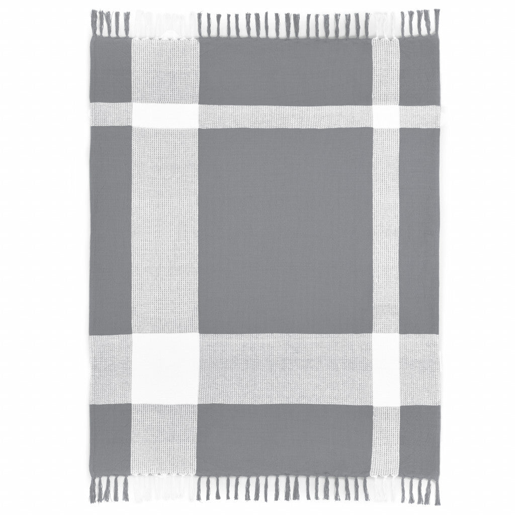 Black and White Woven Cotton Checkered Throw Blanket - Minihomy