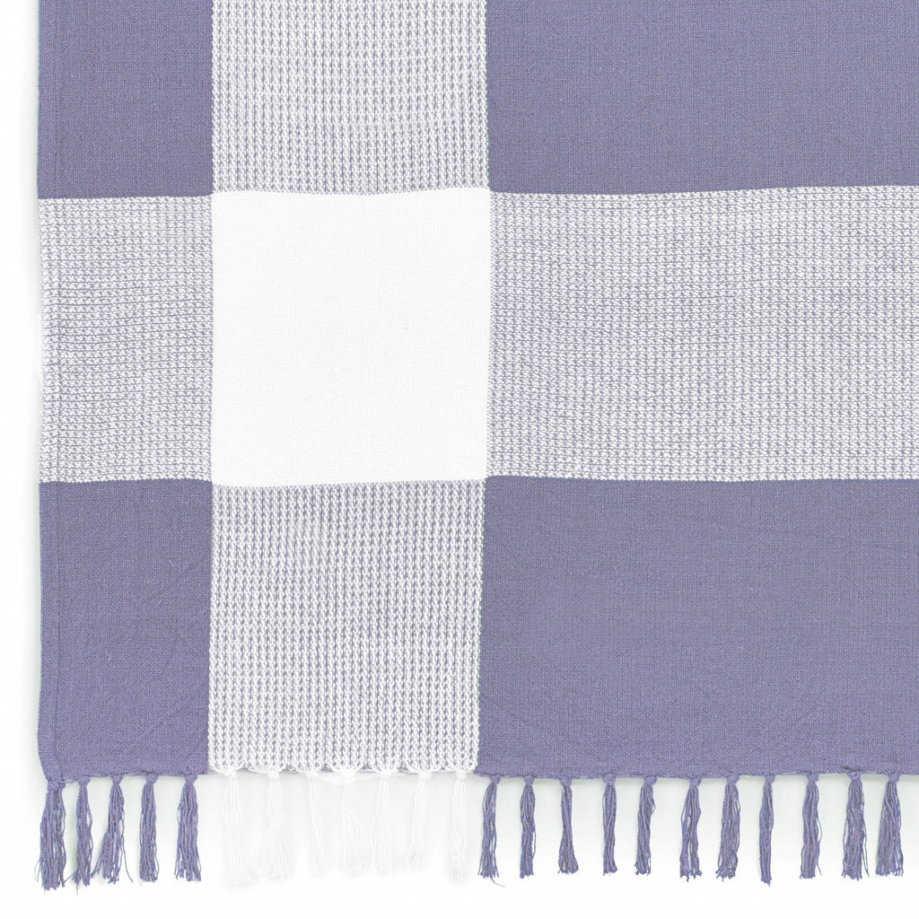 Black and White Woven Cotton Checkered Throw Blanket - Minihomy