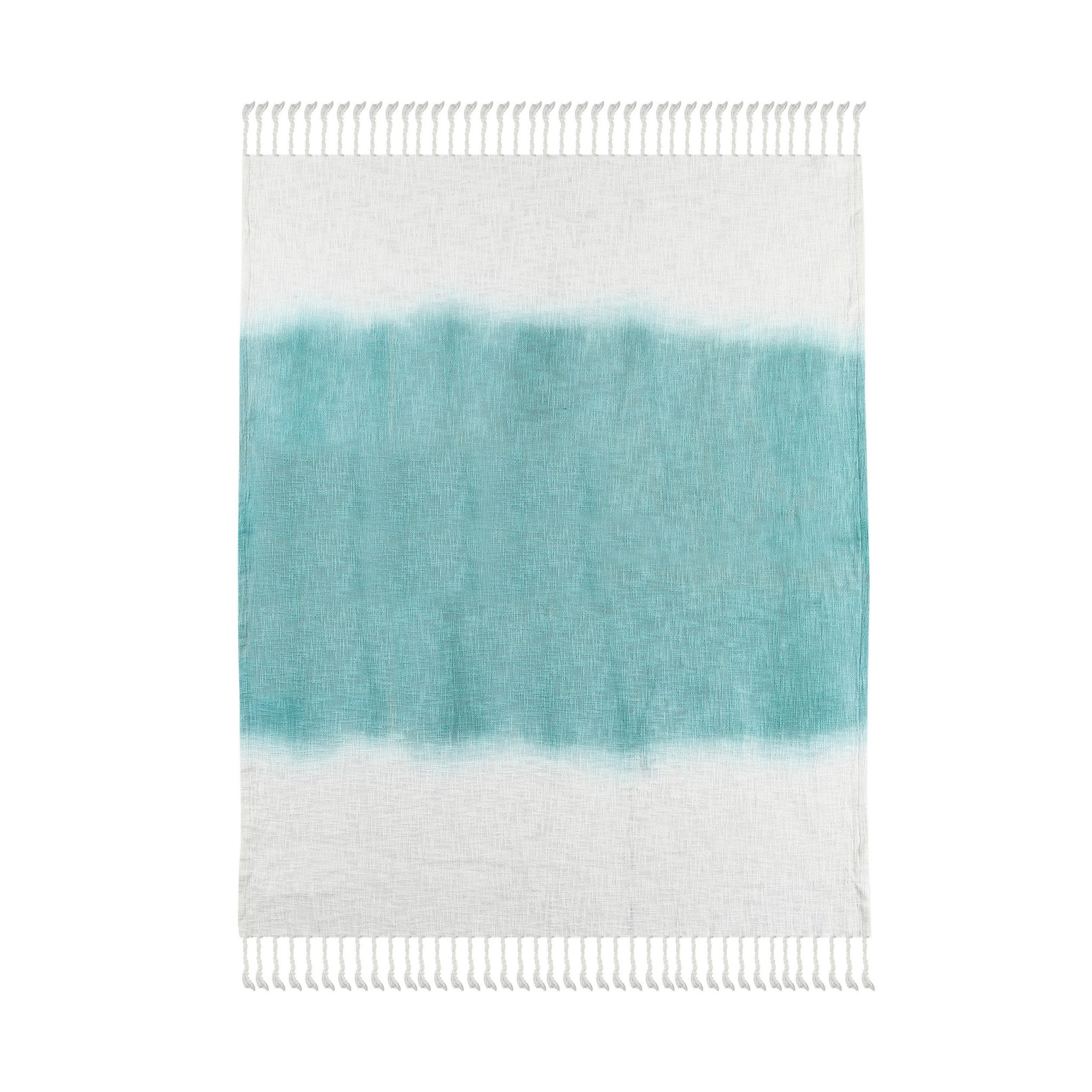 Blue and White Woven Cotton Ombre Throw Blanket - Minihomy