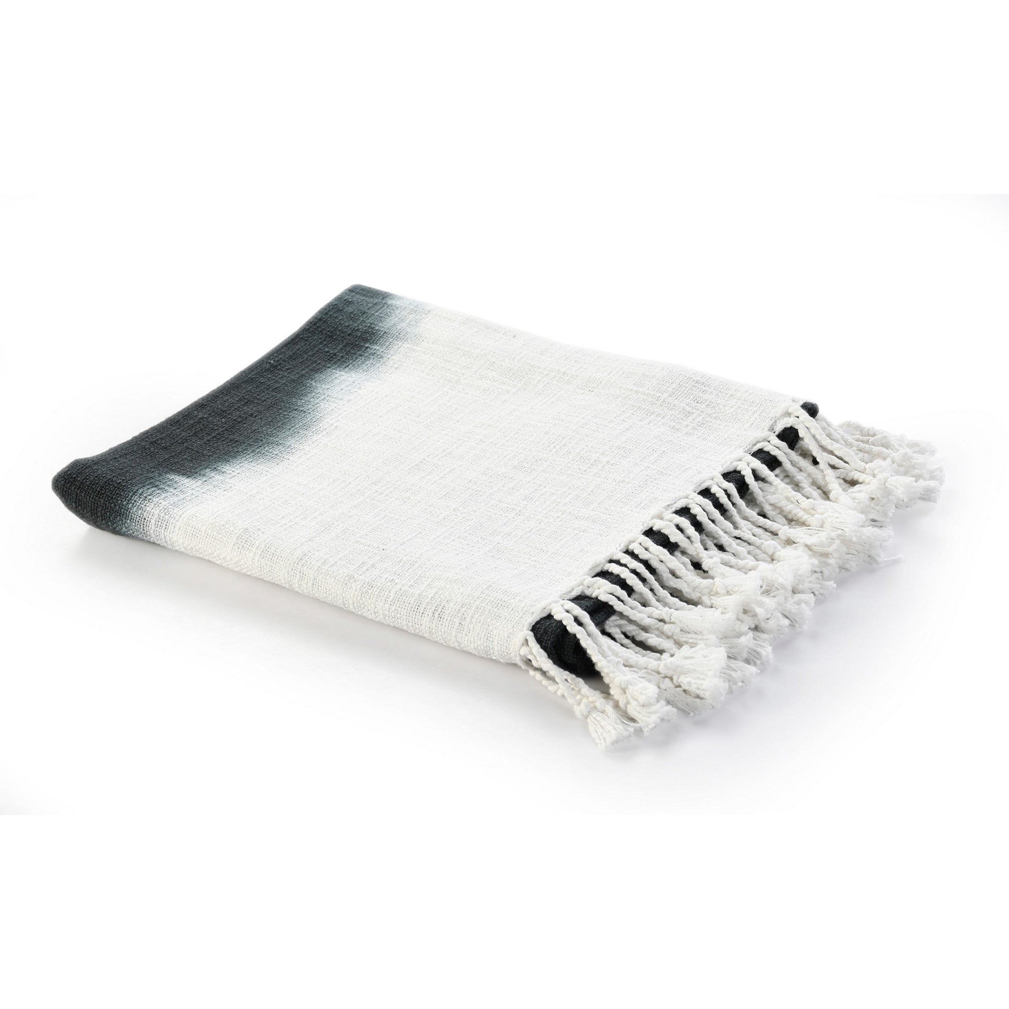 Blue and White Woven Cotton Ombre Throw Blanket - Minihomy