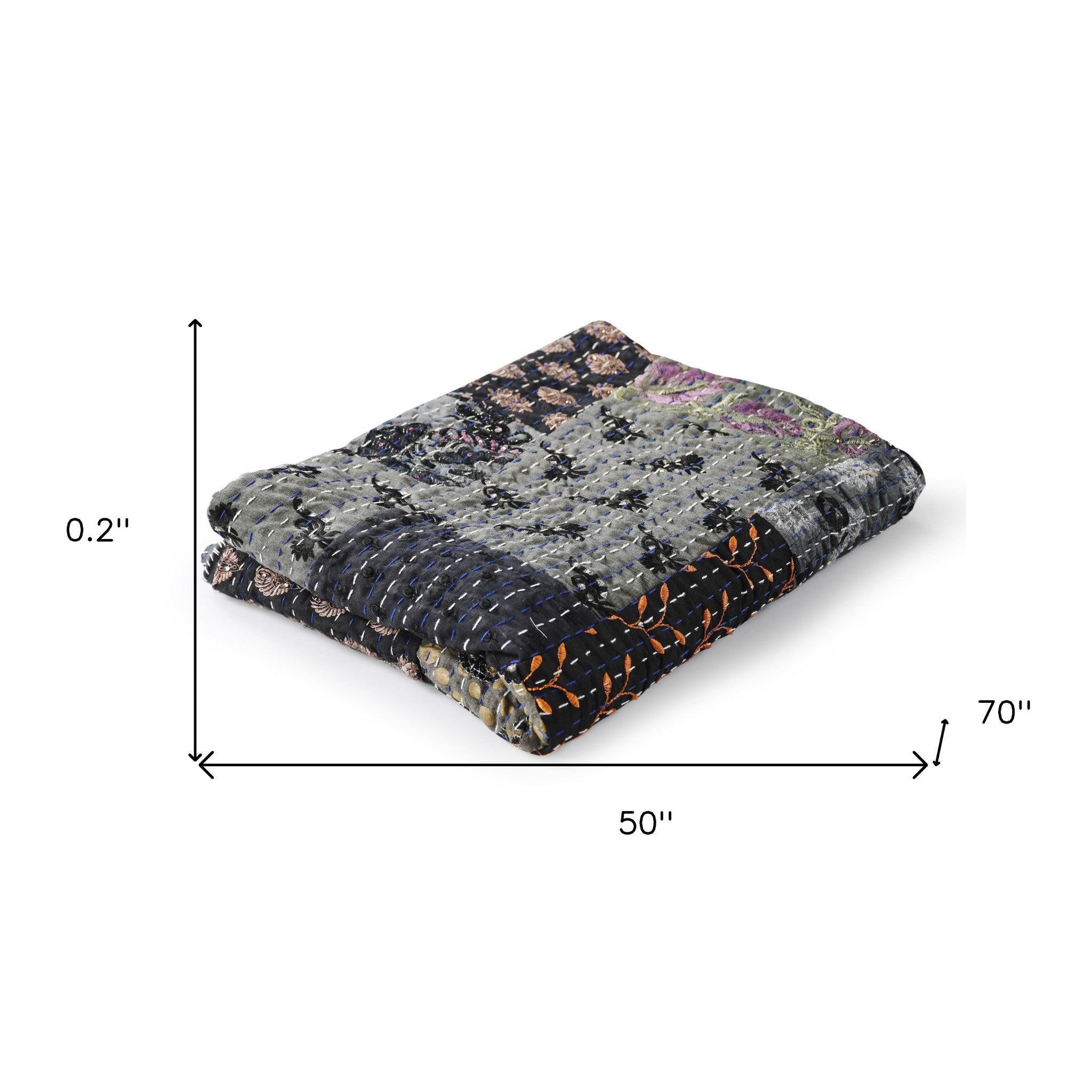 Gray Knitted Cotton Patchwork Throw Blanket - Minihomy