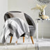 Gray and White Woven Cotton Striped Throw Blanket - Minihomy