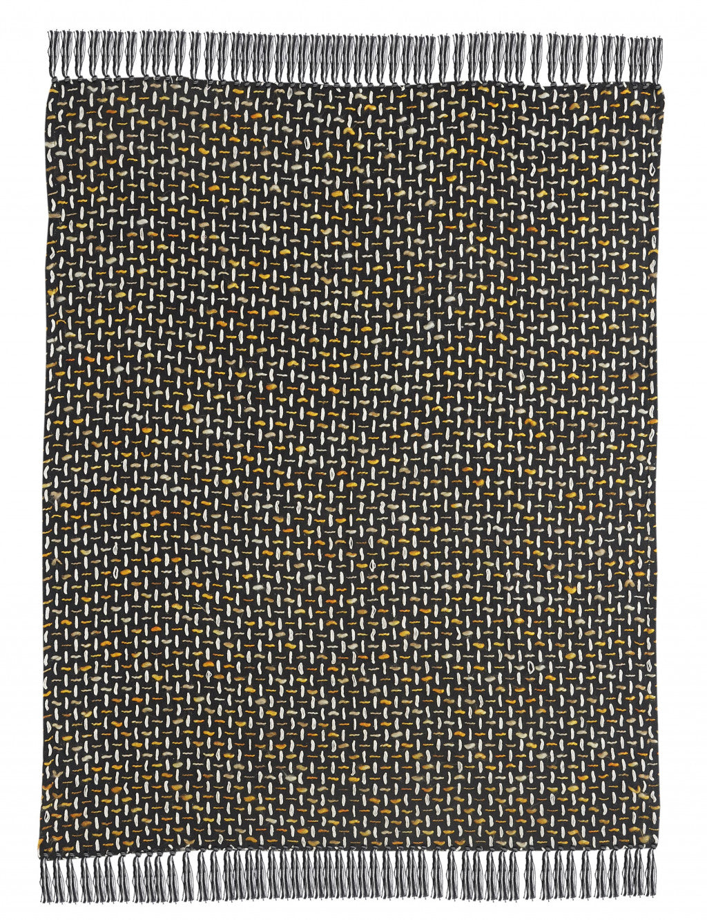 Black and Gold Woven Cotton Geometric Throw Blanket - Minihomy