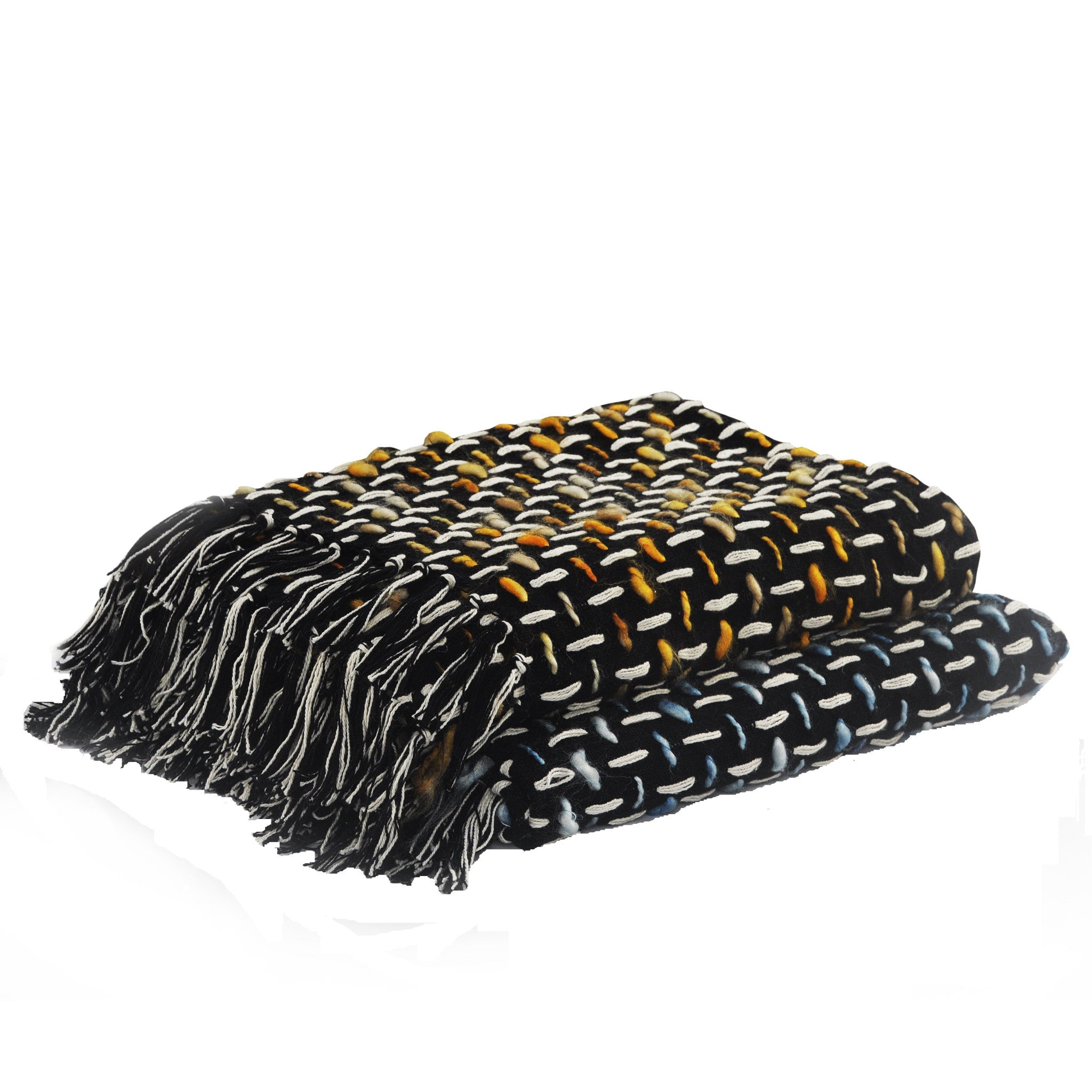 Black and Gold Woven Cotton Geometric Throw Blanket - Minihomy