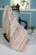 Beige Woven Cotton Striped Throw Blanket - Minihomy